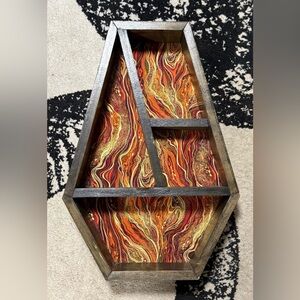 Wooden Coffin Shaped Wall Shelf